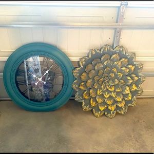 Wall clock and wall flower matching size and color